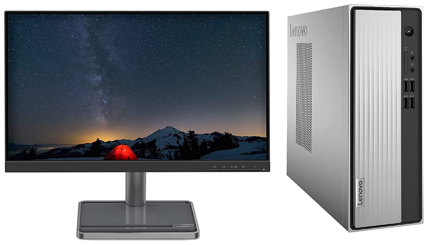 LENOVO IDEACENTRE 3 DESKTOP (AMD ATHLON SILVER 3050U –2.3GHZ BASE SPEED/4GB/1TB HDD/DOS/WIFI 5/BLUETOOTH 5.0) 90MV008RIN + LENOVO L-SERIES 21.5