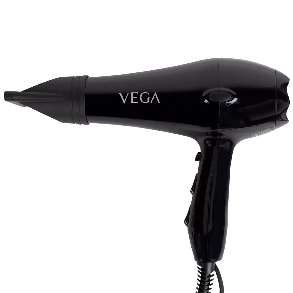 VEGA PRO TOUCH 1800-2000 WATTS PROFESSIONAL HAIR DRYER WITH 2 DETACHABLE NOZZLES (VHDP-02)- BLACK