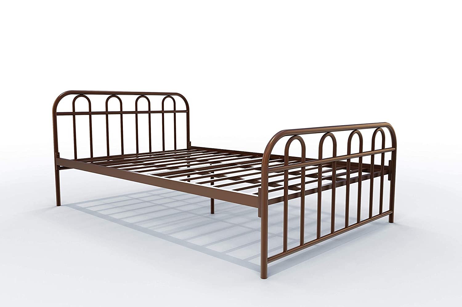 HOMDEC DOUBLE METAL PLATFORM BED WITHOUT STORAGE -(SATIN FINISH_BROWN)