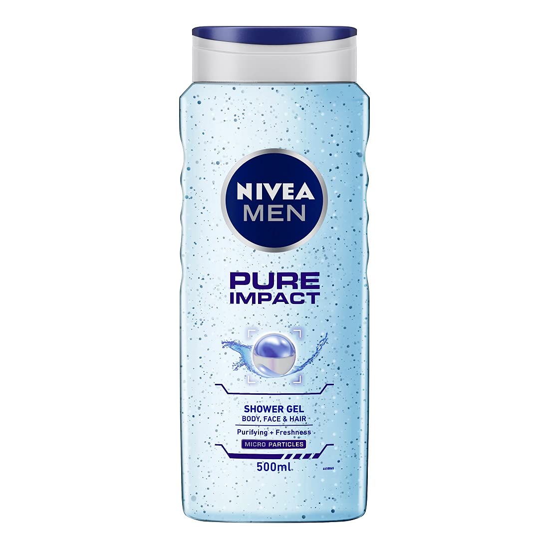 NIVEA MEN BODY WASH, PURE IMPACT WITH PURIFYING MICRO PARTICLES, SHOWER GEL FOR BODY, FACE & HAIR, 500 ML