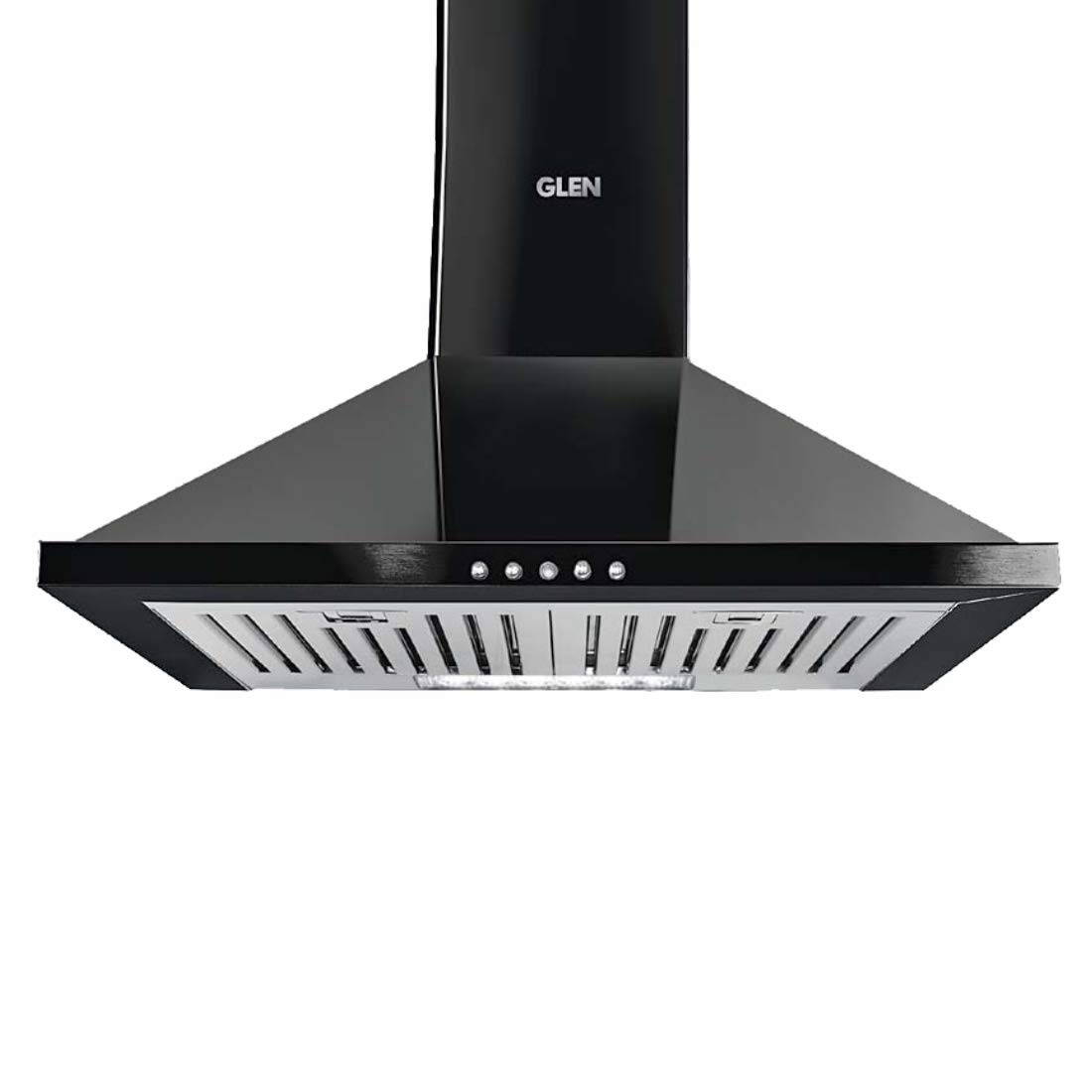 GLEN 60CM 1000 M³/HR PYRAMID KITCHEN CHIMNEY PUSH BUTTONS BAFFLE FILTERS (6050 DX JUNIOR, BLACK)