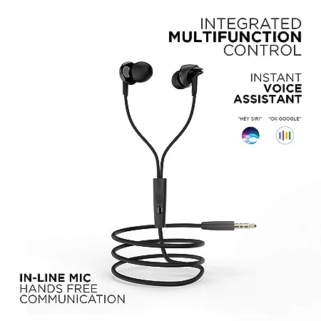 BOAT BASSHEADS 100 IN-EAR WIRED HEADPHONES WITH MIC (BLACK)