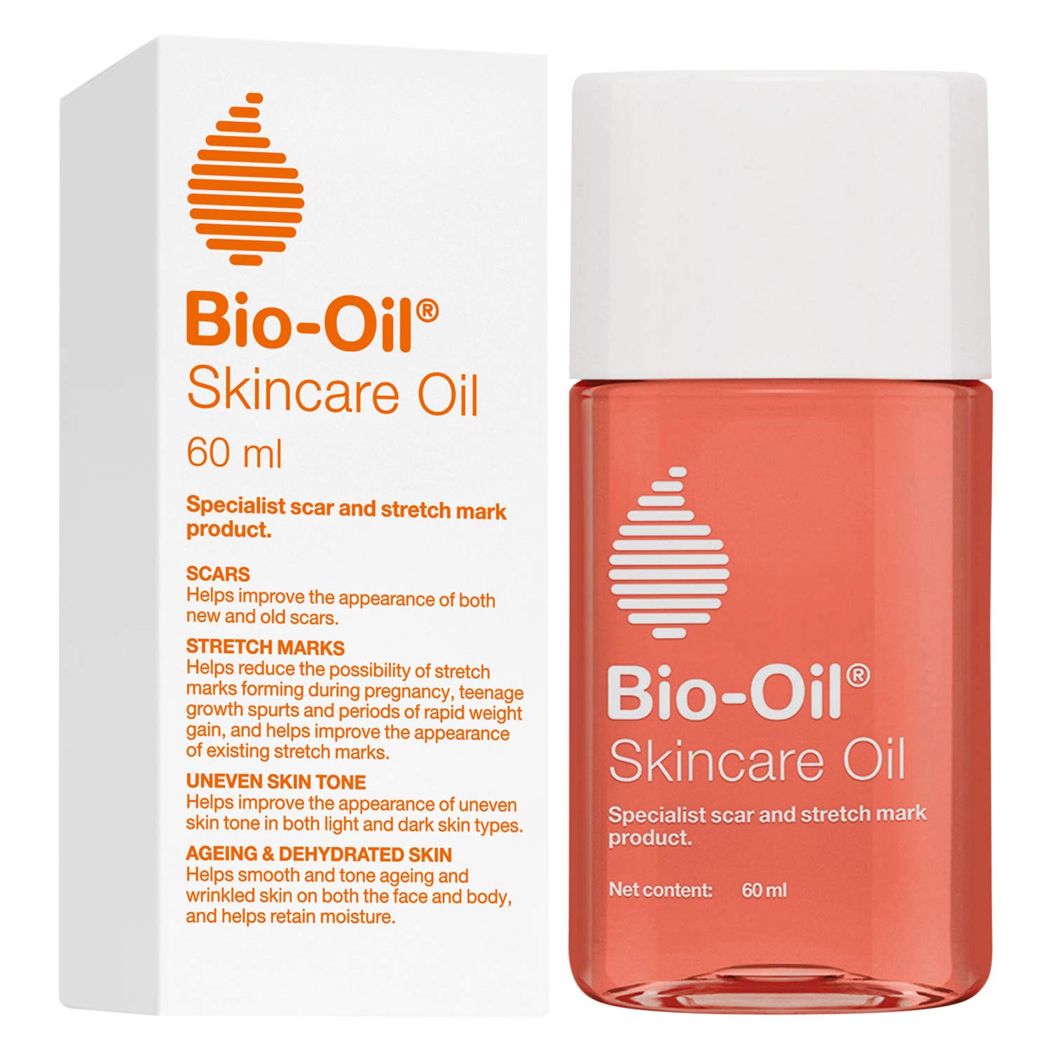 BIO - OIL ORIGINAL FACE & BODY OIL, SUITABLE FOR ACNE SCAR REMOVAL, PIGMENTATION, DARK SPOTS & STRETCH MARKS & AGEING SIGNS FOR GLOWING SKIN WITH VITAMIN A & E; ALL SKIN TYPES |60ML