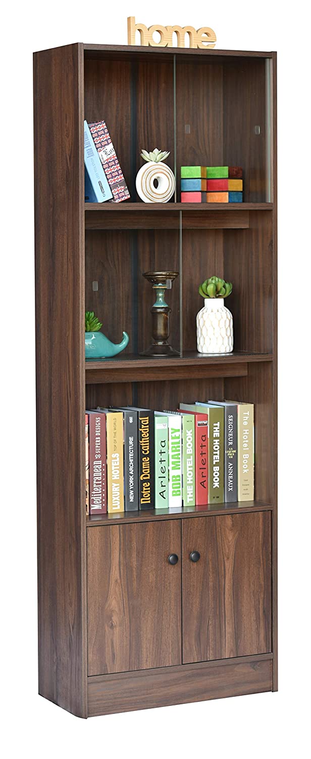 DECKUP COVE ENGINEERED WOOD BOOK SHELF AND DISPLAY UNIT (WALNUT, MATTE FINISH)