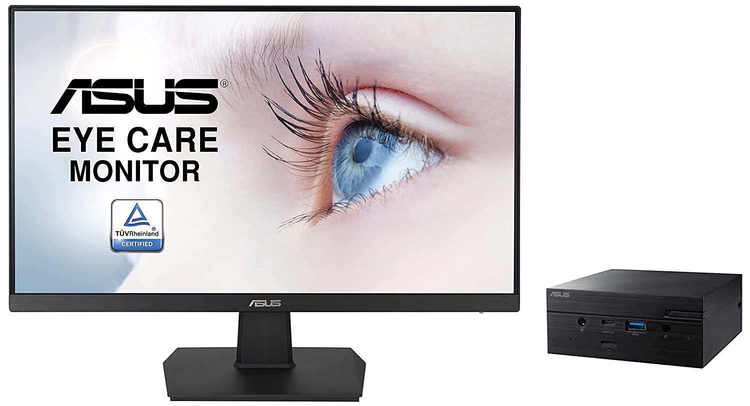 ASUS MINI PC PN50 BAREBONE WITH AMD RYZEN 3 4300U PROCESSORS DDR4 WI-FI 6 USB 3.2 GEN2 TYPE-C + ASUS VA24EHE 23.8-INCH LCD BACKLIT COMPUTER MONITOR