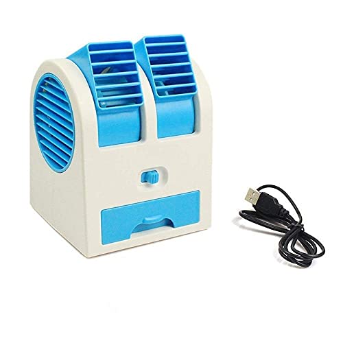 KHODALDHAM PORTABLE DUAL BLADELESS MINI COOLER DESKTOP TABLE FAN SMALL WATER AIR CONDITIONER POWERED BY USB AND BATTERY USE OF CAR HOME OFFICE