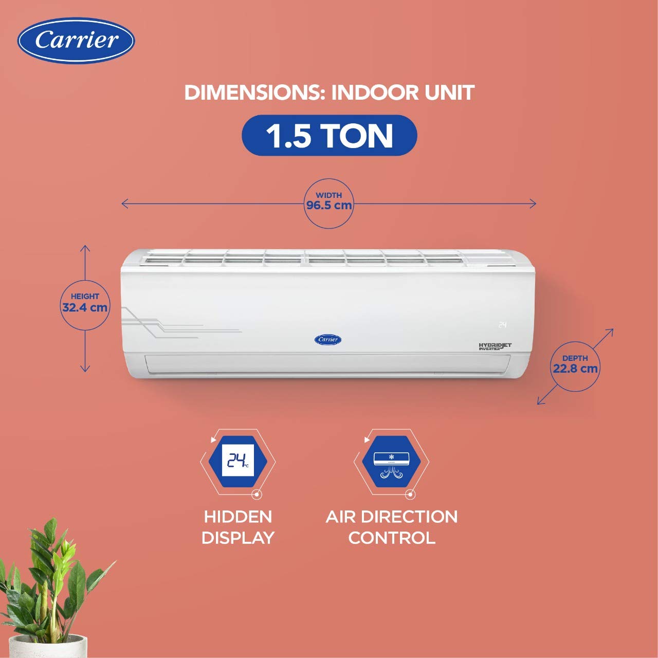 CARRIER 1.5 TON 5 STAR INVERTER SPLIT AC (COPPER, PM 2.5 FILTER, CAI18ES5R30F0, 2021 MODEL, WHITE)