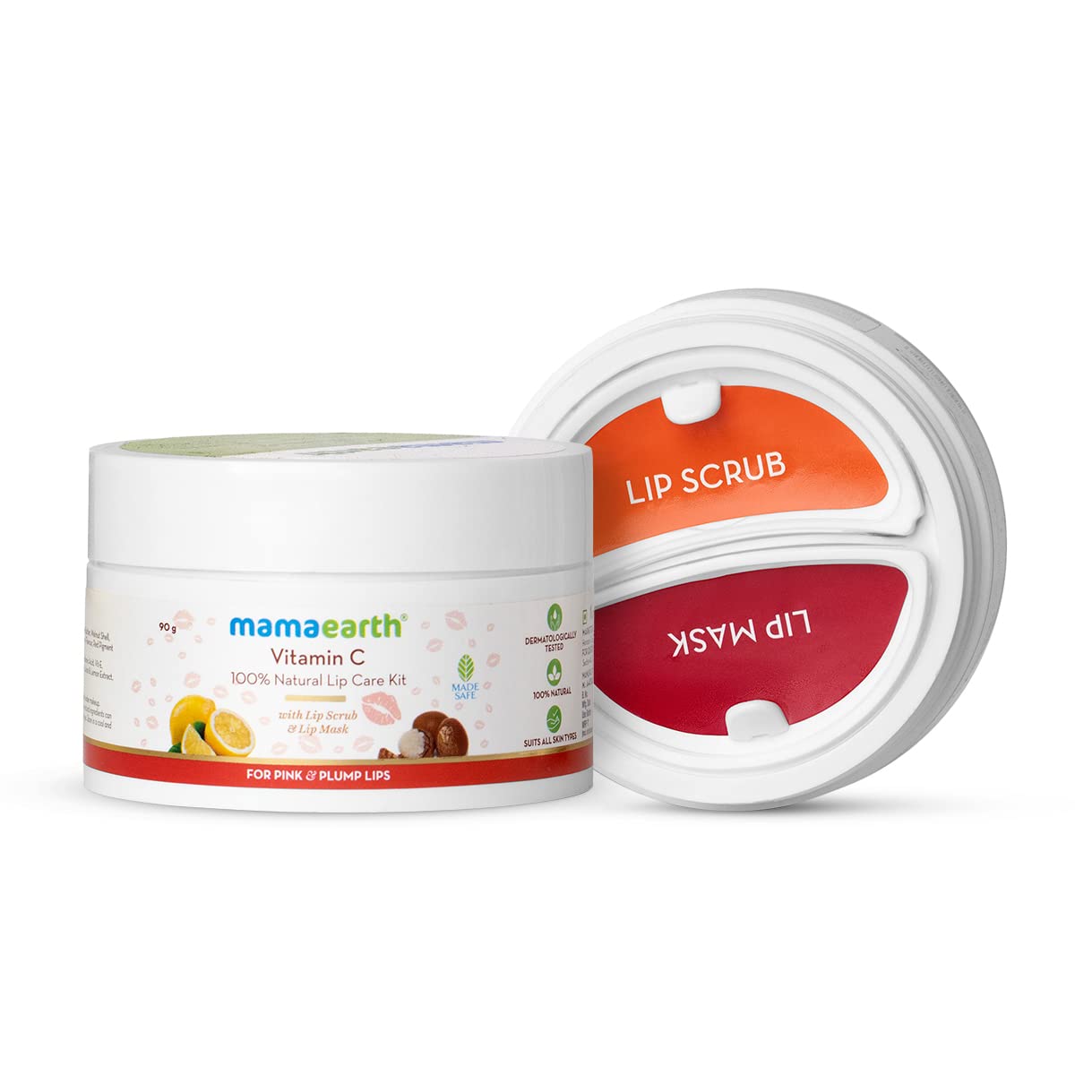 MAMAEARTH VITAMIN C 100% NATURAL LIP CARE KIT WITH LIP SCRUB & LIP MASK FOR PINK AND PLUMP LIPS - 90 G