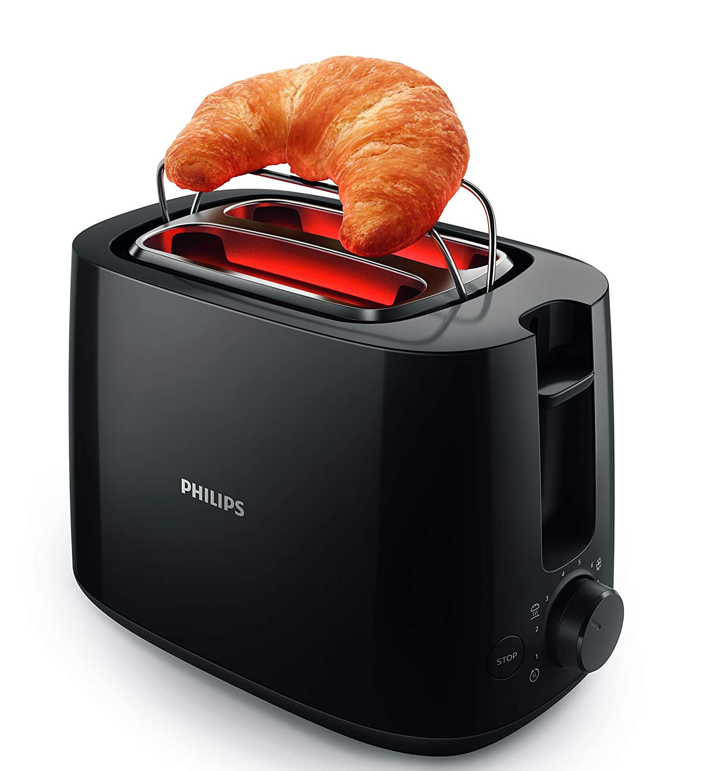 PHILIPS DAILY COLLECTION HD2583/90 600-WATT 2 IN 1 TOASTER AND GRILL (BLACK)