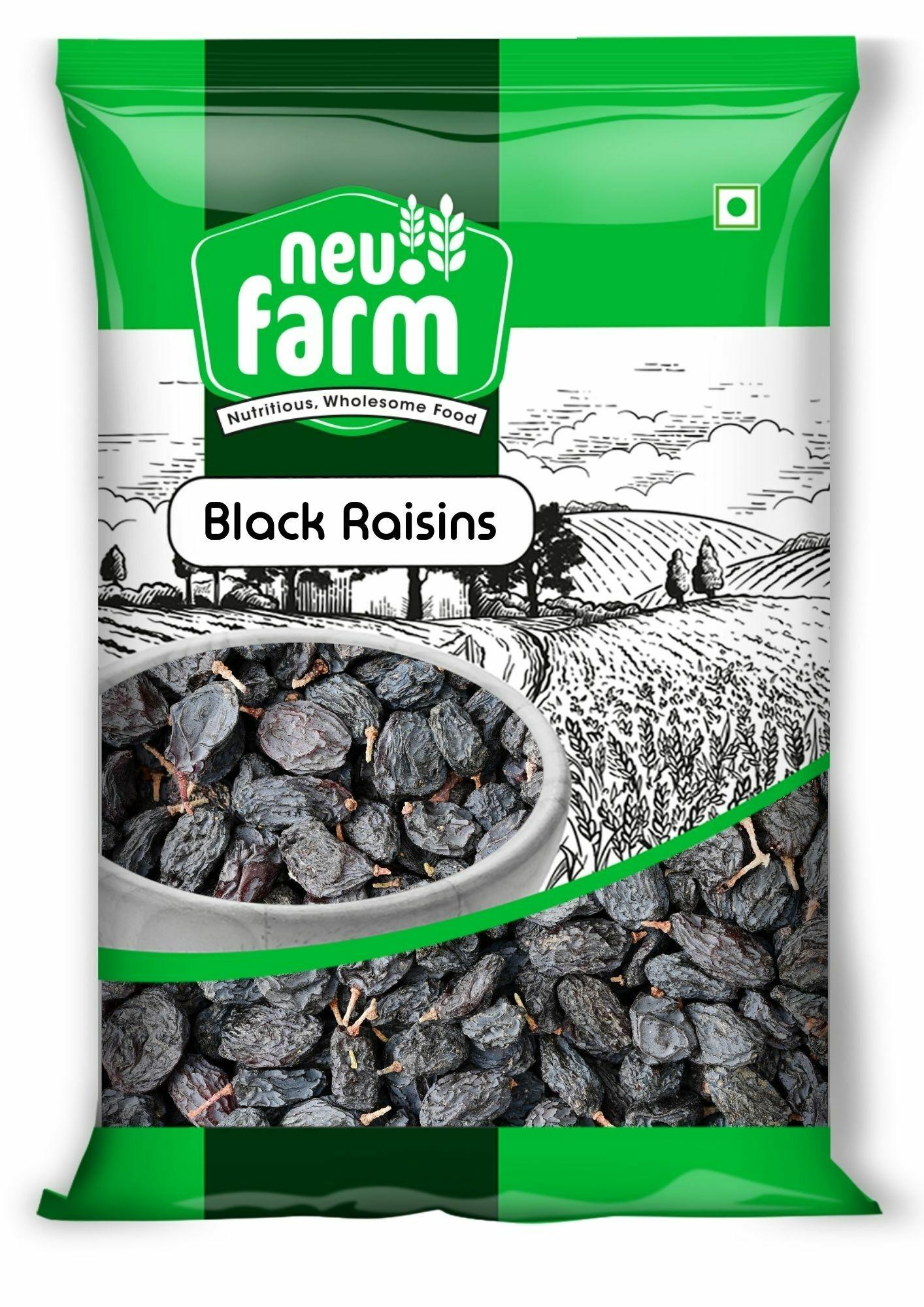 NEU. FARM BLACK RAISINS SEEDLESS 100% NATURAL & PREMIUM QUALITY BLACK KISHMISH 200G PACK OF 2