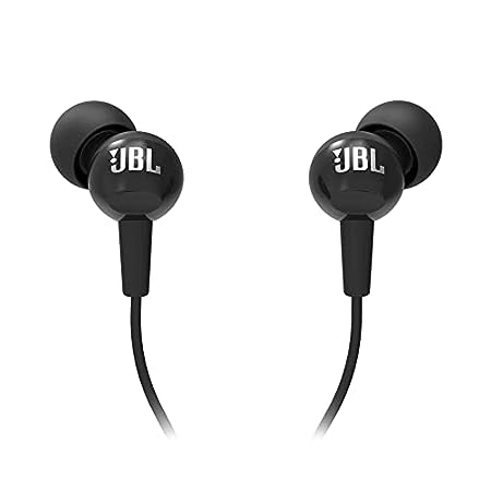 JBL C100SI WIRED IN EAR HEADPHONES WITH MIC, JBL PURE BASS SOUND, ONE BUTTON MULTI-FUNCTION REMOTE, ANGLED BUDS FOR COMFORT FIT (BLACK)