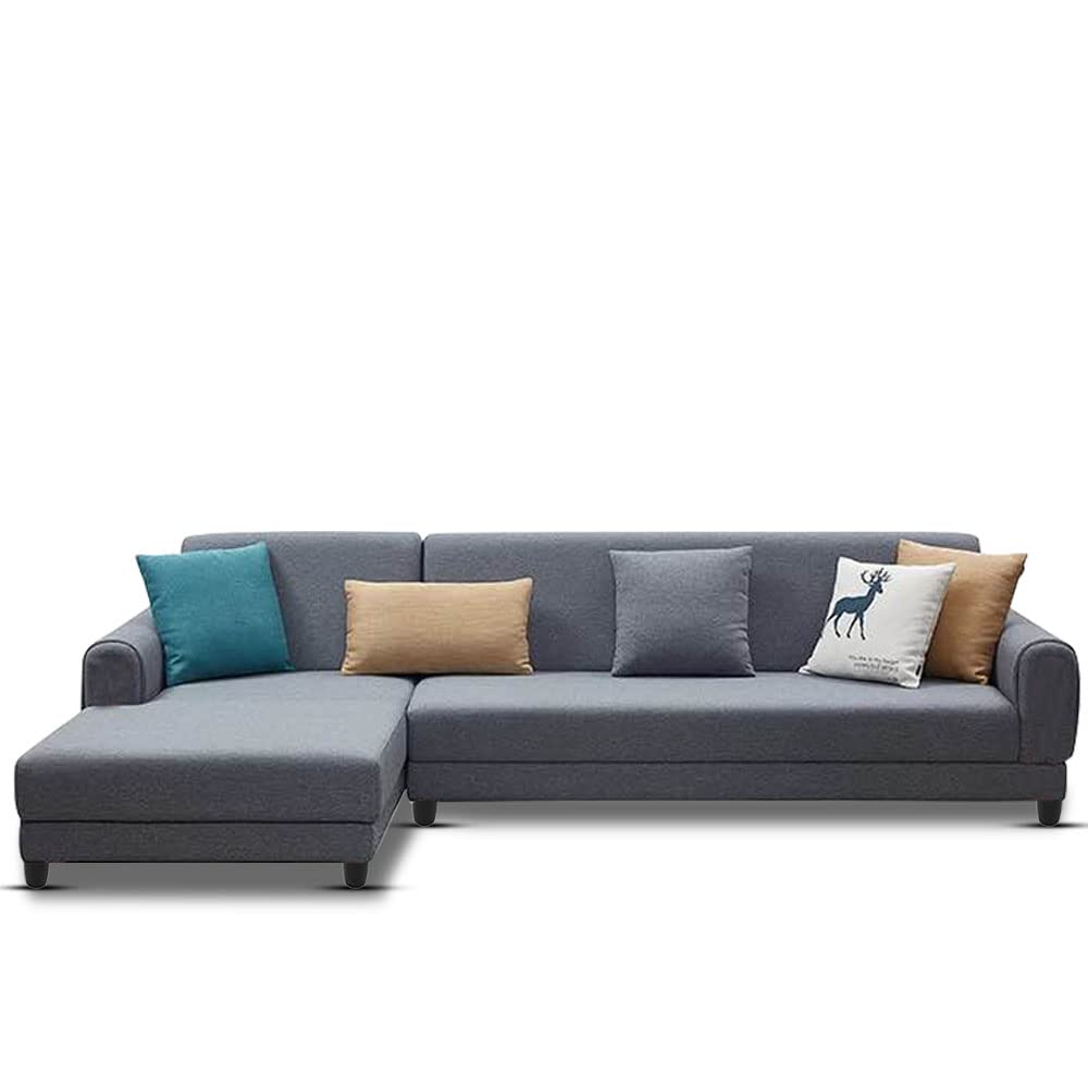 BRAXTON DYLAN LHS 5 SEATER L SHAPE SOFA SET FOR LIVING ROOM (DARK GREY FABRIC)