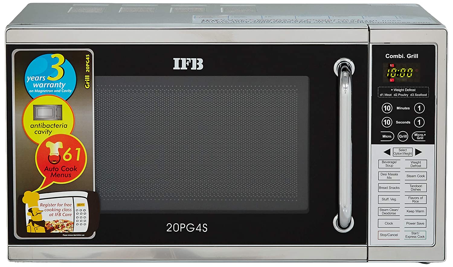 IFB 20 L GRILL MICROWAVE OVEN (20PG4S, BLACK & SILVER, WITH STARTER KIT)