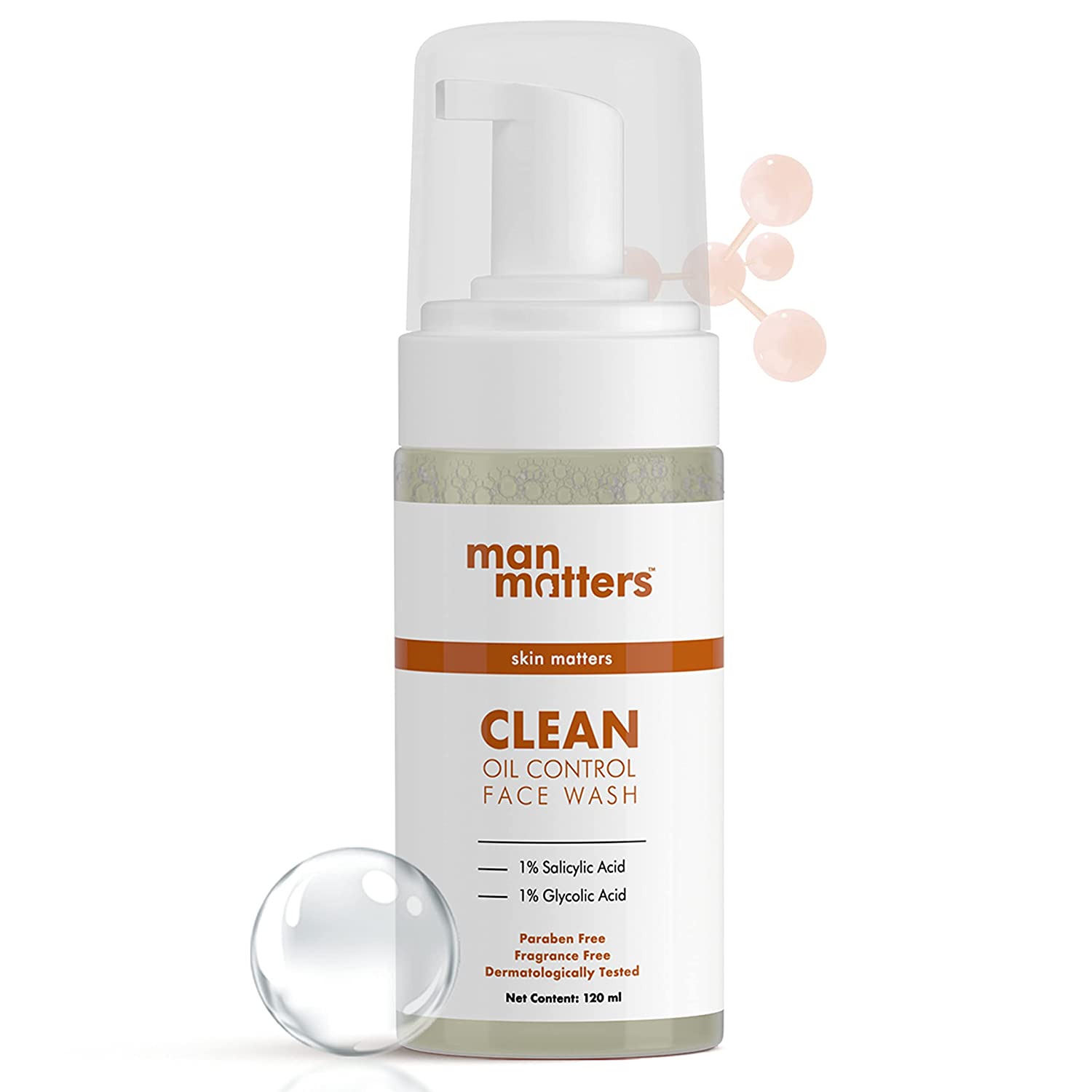 MAN MATTERS OIL CONTROL FACE WASH 120 ML | 1% SALICYLIC ACID & 1% GLYCOLIC ACID | REDUCES EXCESS OIL AND EXFOLIATES SKIN GENTLY