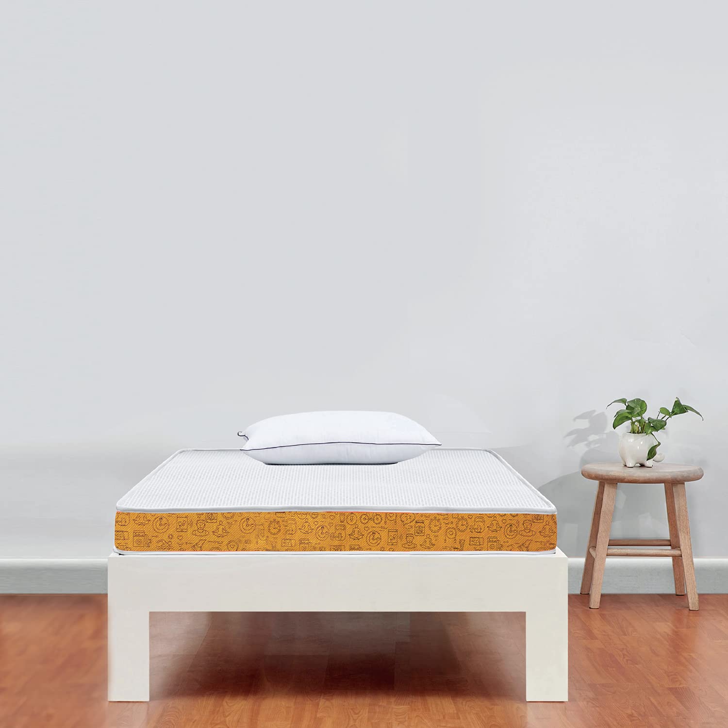 SLEEPWELL GENX 2.0, 6 INCH SINGLE BED SIZE, HR FOAM MATTRESS WITH FREE PILLOW (ORANGE, 78X36X6)