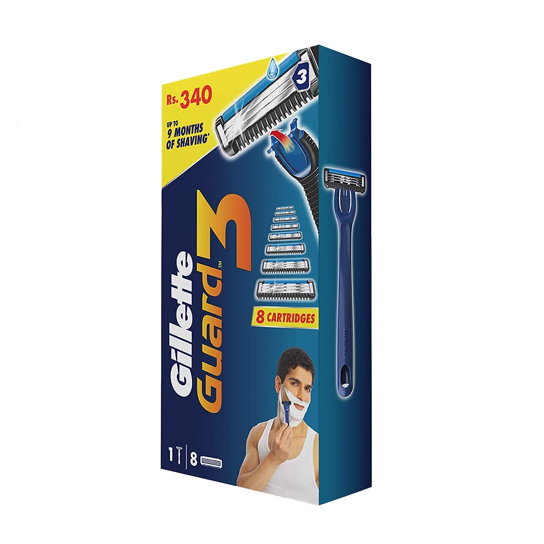 GILLETTE GUARD 3 SINGLE RAZOR WITH 8 BLADES PACK