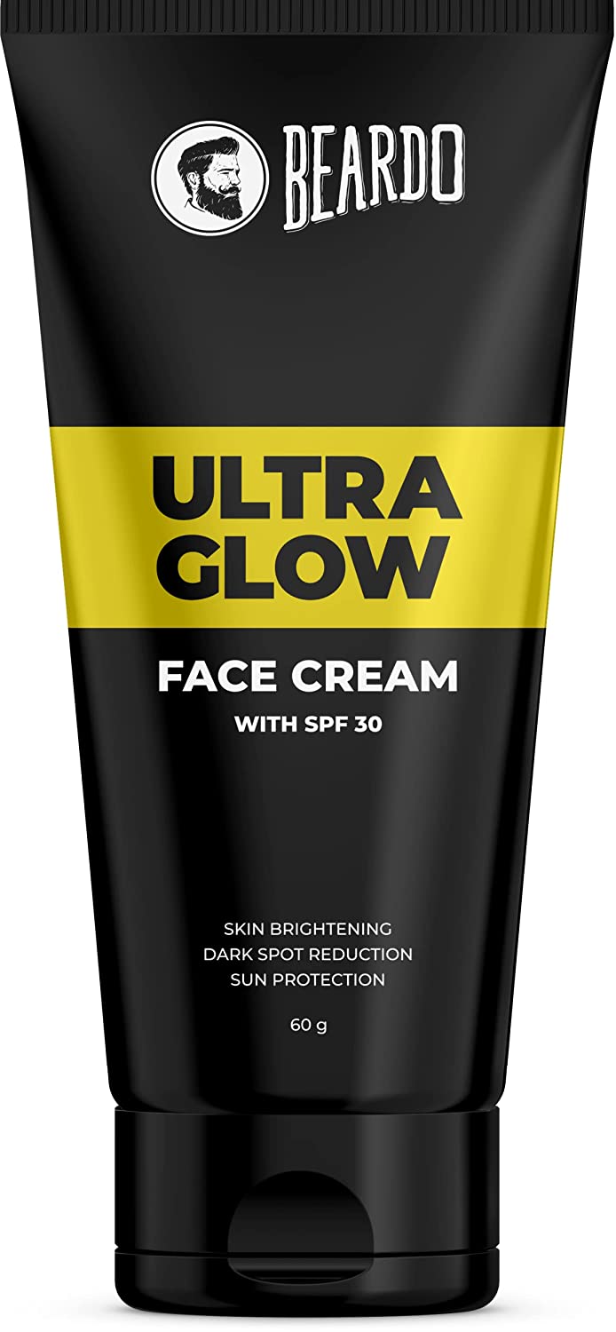 BEARDO ULTRAGLOW ALL IN ONE FACE CREAM FOR MEN WITH SPF 30 | SKIN BRIGHTENING FACE CREAM | DARK SPOT REDUCTION | SUN PROTECTION | 60 G