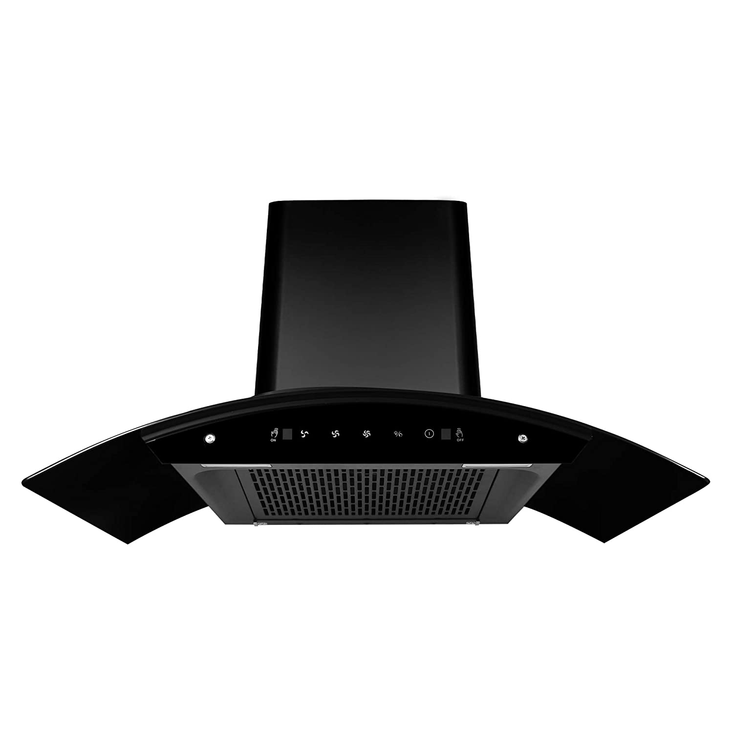 FABER 90 CM 1200 M³/HR AUTO-CLEAN CURVED GLASS KITCHEN CHIMNEY (HOOD ORIENT XPRESS HC SC BK 90, FILTERLESS TECHNOLOGY, TOUCH CONTROL, BLACK)