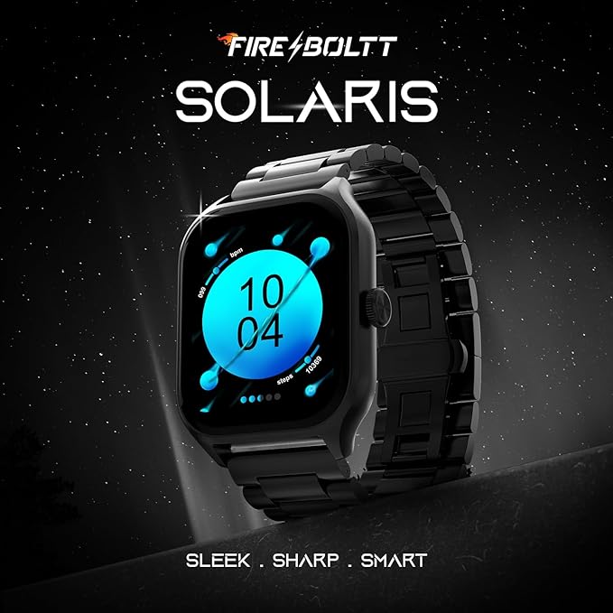 FIRE-BOLTT SOLARIS: 1.78” AMOLED ALWAYS-ON DISPLAY WITH 368 * 448 PX RESOLUTION, 123 SPORTS MODE, IP68 WATER-RESISTANT, LONG-LASTING BATTERY LIFE AND COMPREHENSIVE HEALTH TRACKING (BLACK)