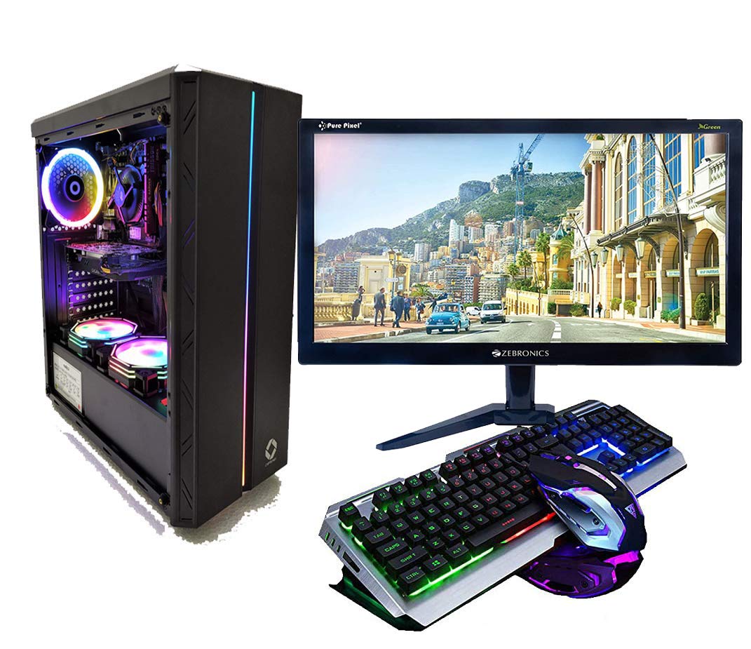 CHIST GAMING DESKTOP AMD A8 9600 4 CORE 8THREATS | 8GB RAM 1TB HARD DISK | 19 INCH FULL HD MONITOR GAMING KEYBOARD MOUSE WIFI GAMING 3RGB CABINET (RADEON 7 GRAPHICS)