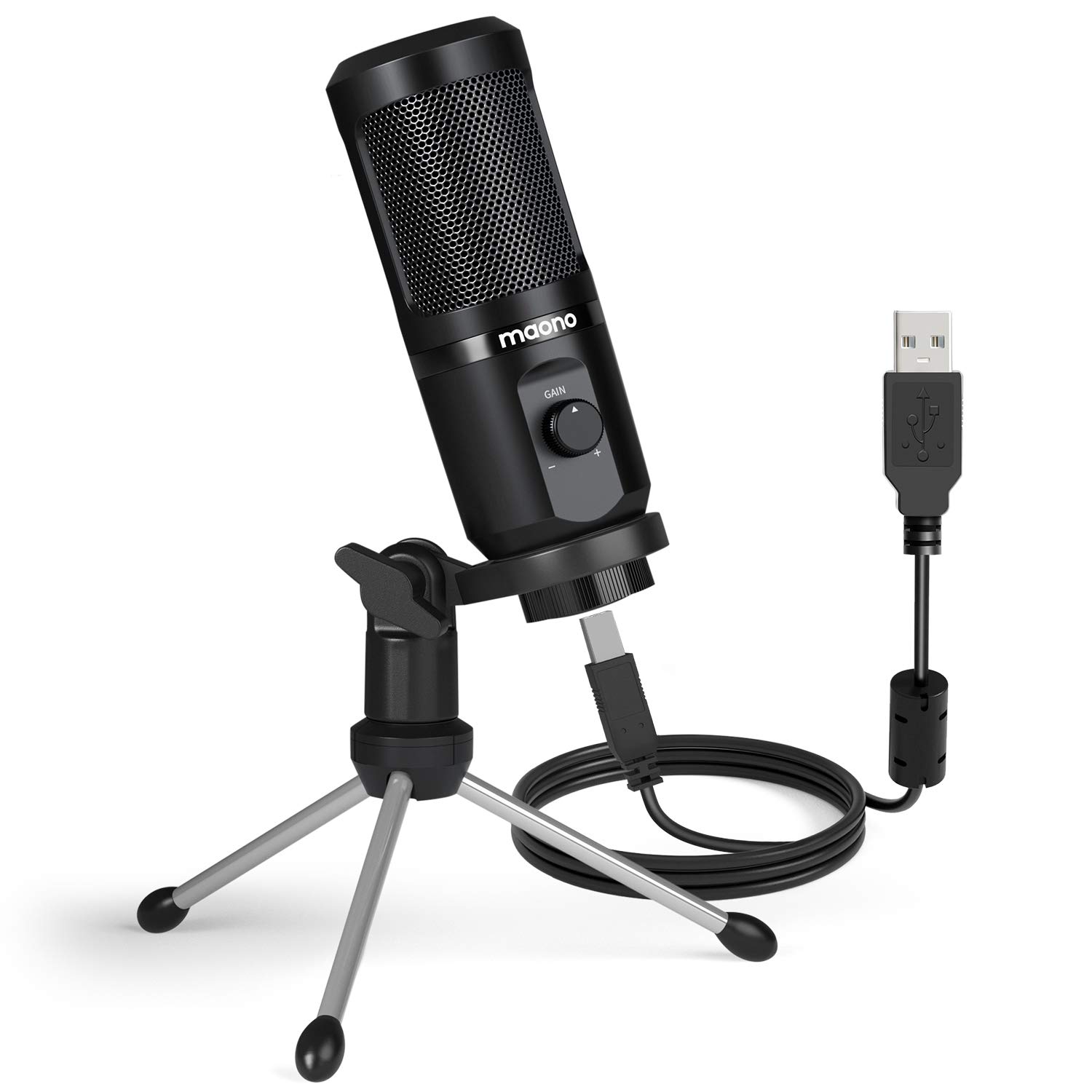 MAONO AU-PM461TR USB CONDENSER MIC FOR PC AND SINGING, RECORDING MICROPHONE WITH MIC GAIN FOR GAMING, PODCAST, STUDIO, VLOGGING