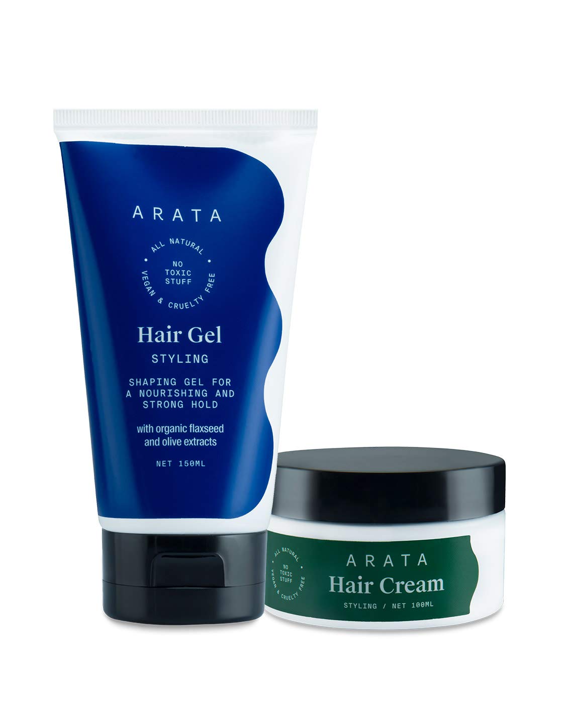 ARATA NATURAL HAIR STYLING COMBO WITH HAIR GEL & HAIR CREAM FOR WOMEN & MEN || ALL NATURAL,VEGAN & CRUELTY FREE || FOR NOURISHING,STYLING & STRONG HOLD (250 ML)