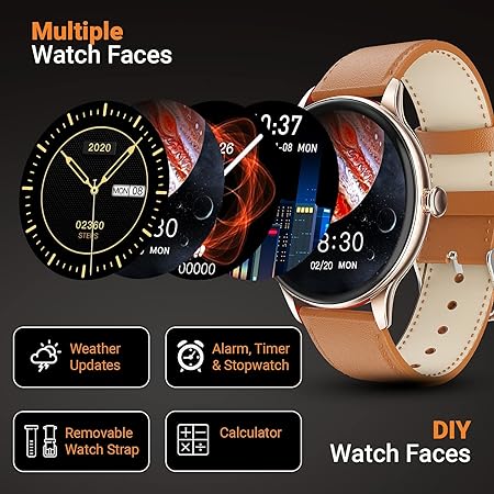 FIRE-BOLTT TERRA AMOLED ALWAYS ON 390*390 PIXEL FULL TOUCH SCREEN, SPO2 & HEART RATE MONITORING SMARTWATCH WITH CUSTOM WIDGET SHORTCUTS - BROWN