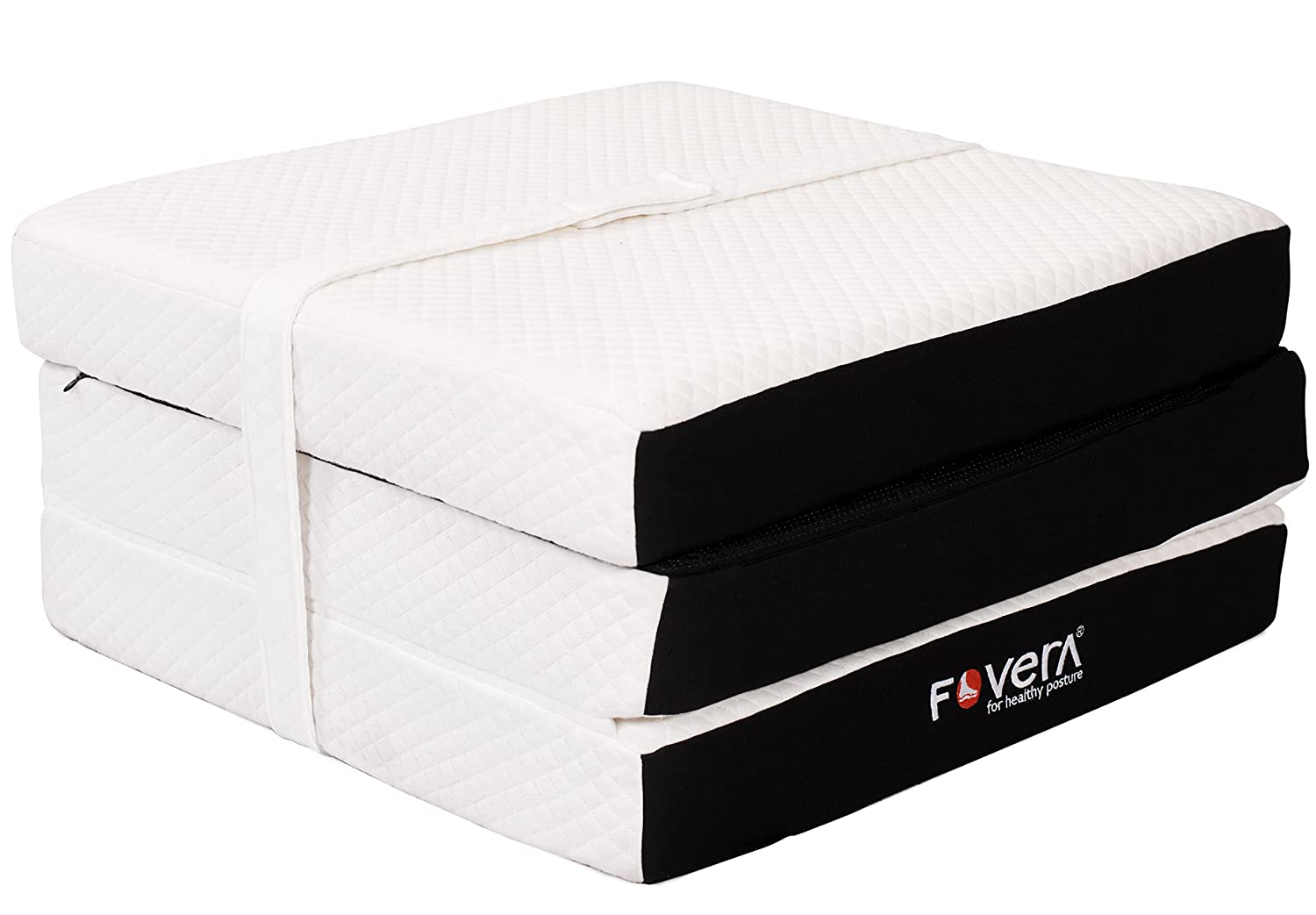 FOVERA FOLDING MEDIUM-FIRM GRID BASED ORTHOPEDIC MATTRESS - PORTABLE, PRESSURE RELIEVING, FIRM FEEL, BODY PAIN RELIEF (75 X 39 X 4 INCH)