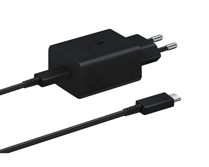 SAMSUNG ORIGINAL 45W POWER ADAPTER WITH TYPE C TO C CABLE, COMPATIBLE WITH SMARTHPHONE, BLACK