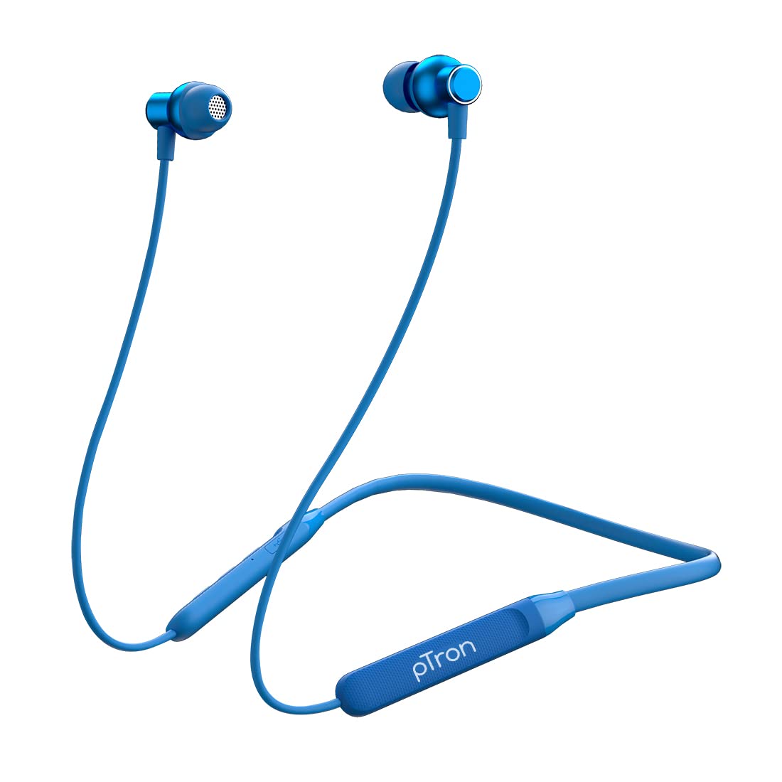 PTRON TANGENT EVO WITH 14HRS PLAYBACK, BLUETOOTH 5.0 WIRELESS HEADPHONES WITH DEEP BASS, IPX4 WATER RESISTANCE, ERGONOMIC & SNUG-FIT, VOICE ASSISTANCE, MAGNETIC EARBUDS & BUILT-IN HD MIC (BLUE)