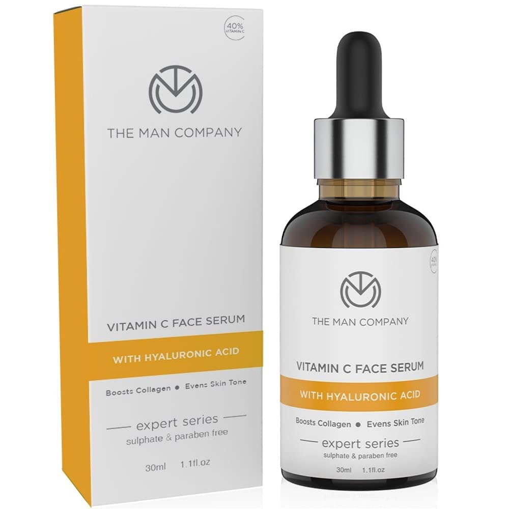 THE MAN COMPANY 40% VITAMIN C FACE SERUM WITH HYALURONIC ACID | BOOSTS COLLAGEN | GLOWING & BRIGHTENING SKIN | SOFT, SMOOTH & SUPPLE | ALL SKIN TYPES -30ML