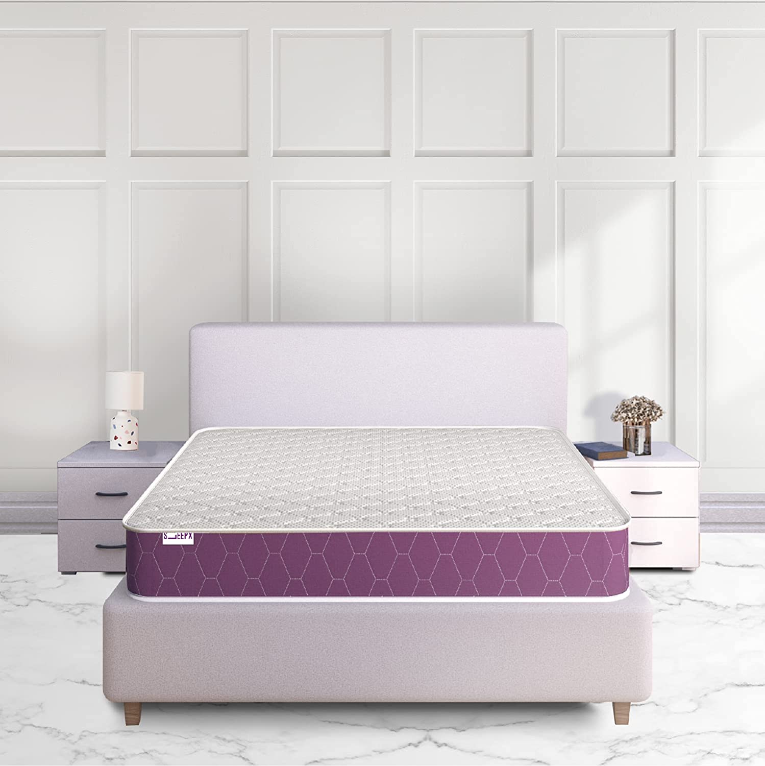 SLEEPX ORTHO PLUS QUILTED 5 INCH SINGLE BED SIZE, MEMORY FOAM MATTRESS (PURPLE, 72X36X5)