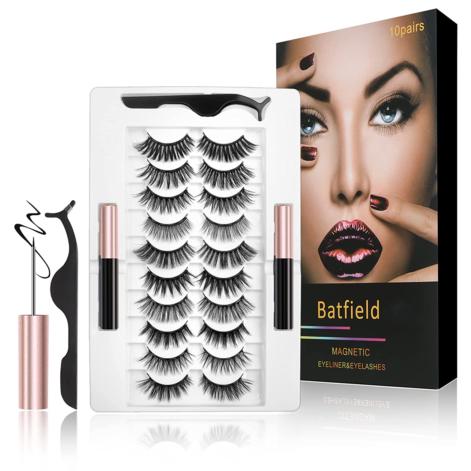 CALAILIS False Eyelash, Eye Makeup Lash 3D Faux Mink Fake Eyelash Long  Natural Eyelashes 3 Pairs with 5g False Eyelash Glue (CS16)