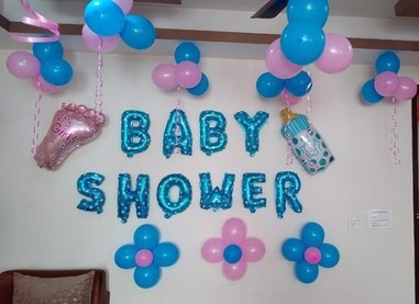 BABY SHOWER WITH BALLOON DECORATION WITH BABY FEET