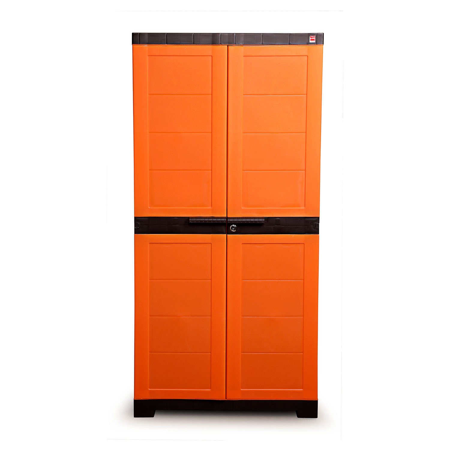 CELLO NOVELTY BIG PLASTIC 2 DOOR CUPBOARD WITH 3 SHELVES (ORANGE AND BROWN)