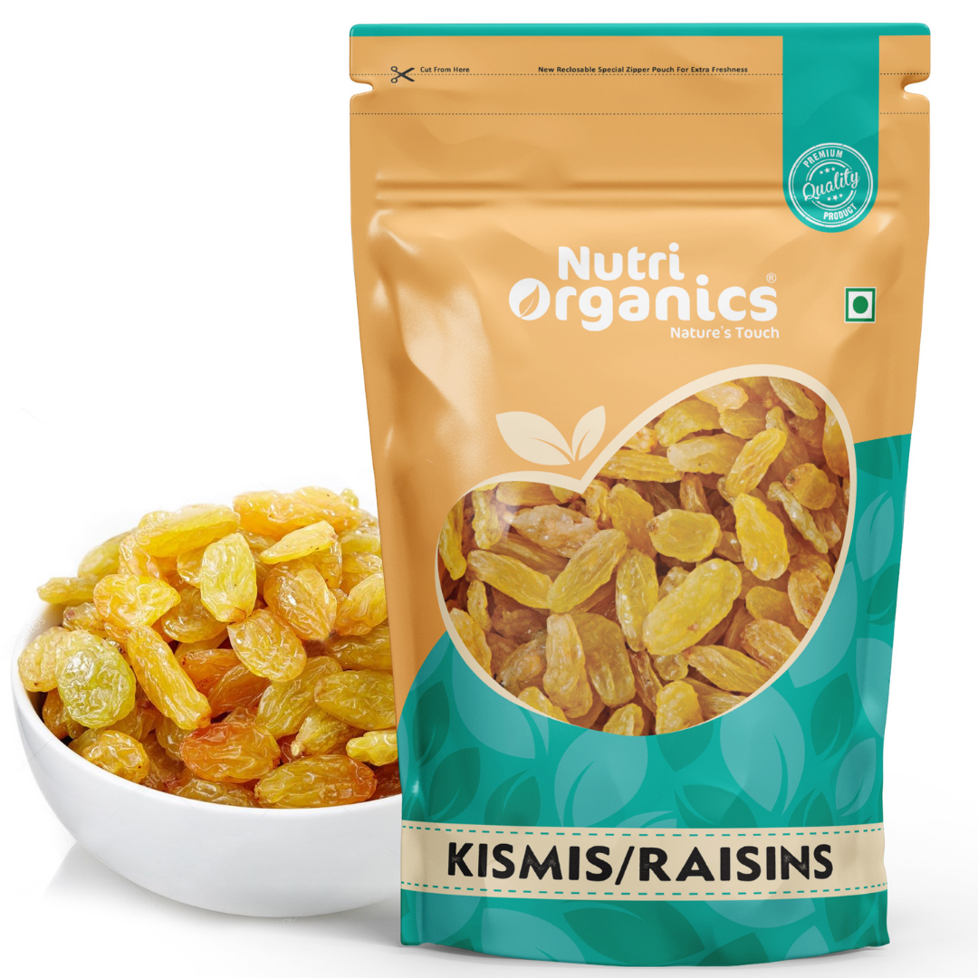 NUTRI ORGANICS DRY FRUIT PREMIUM SEEDLESS GREEN RAISINS/KISHMISH VALUE PACK 500 G