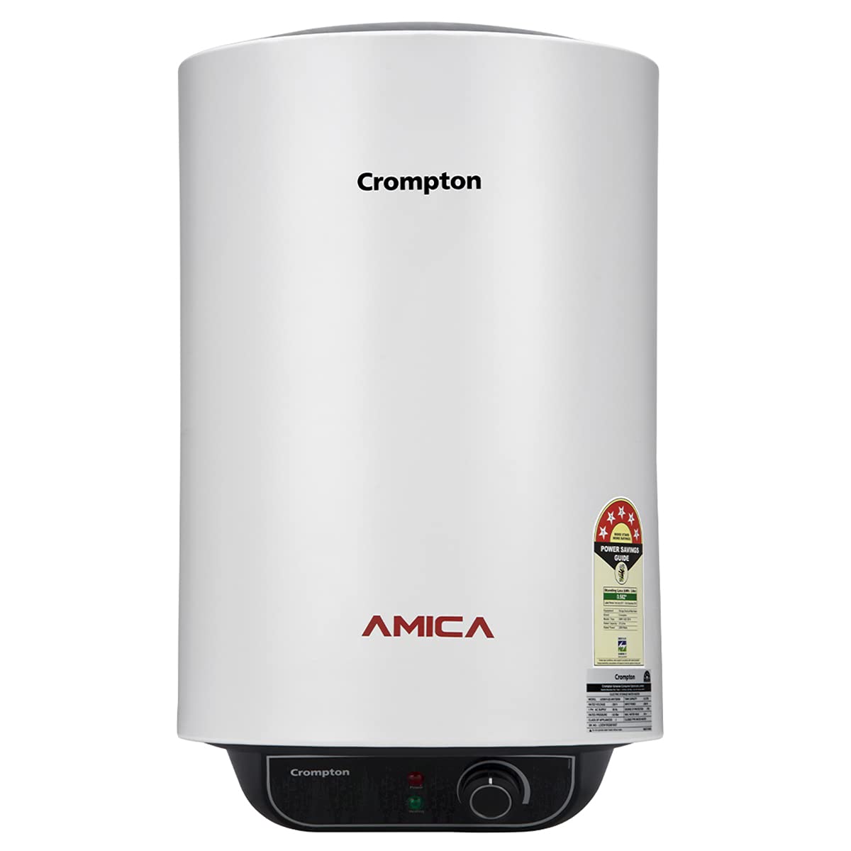 CROMPTON AMICA 15-L 5 STAR RATED STORAGE WATER HEATER (GEYSER) WITH FREE INSTALLATION AND CONNECTION PIPES (WHITE)