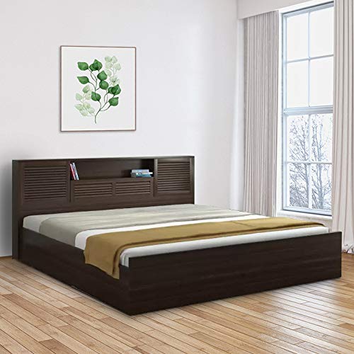 HOMETOWN BOLTON ENGINEERED WOOD HYDRAULIC STORAGE KING SIZE BED IN WENGE COLOUR