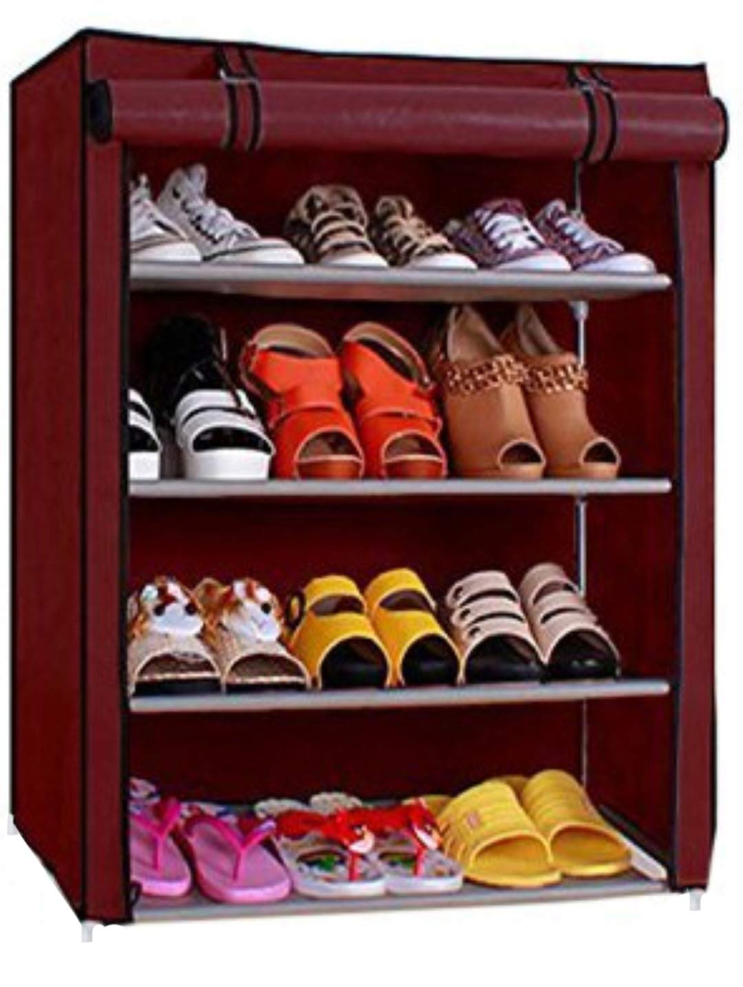 EBEE 4 SHELVES SHOE CABINET (MAROON)