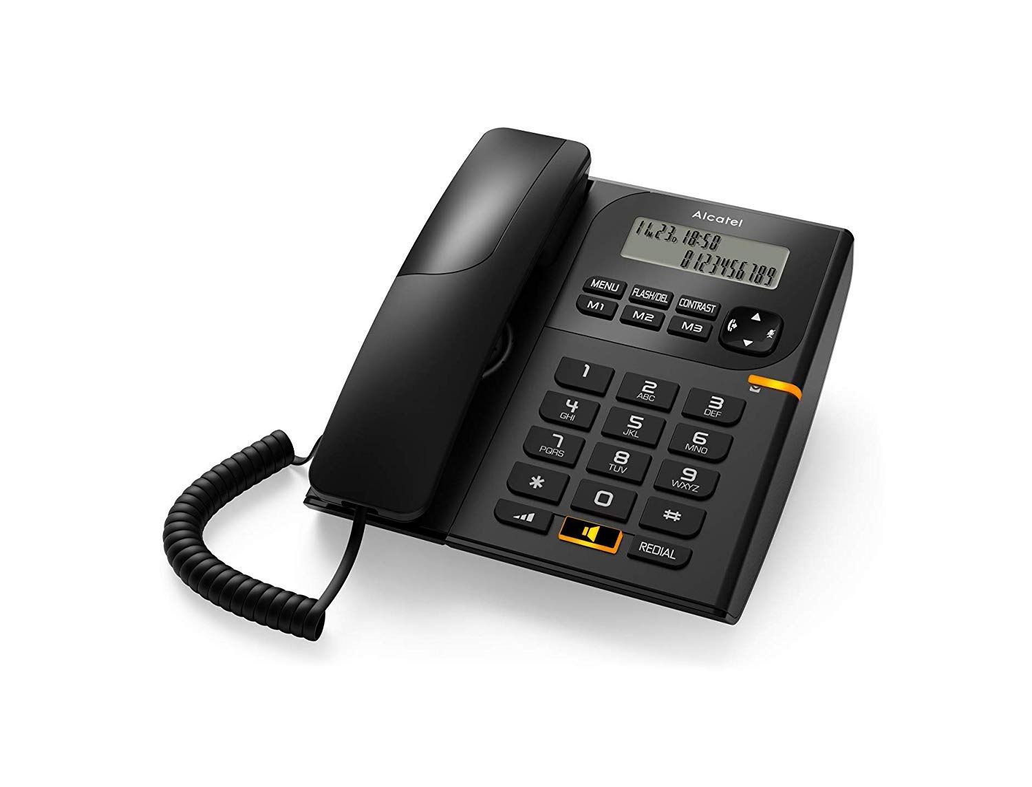 ALCATEL T-58 CORDED LANDLINE PHONE WITH CALLER ID AND SPEAKER WITH ATTRACTIVE DESIGN (BLACK)