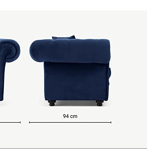 THE ROYAL NEST ROYAL BLUE CHESTERFIELD 3 SEATER SOFA