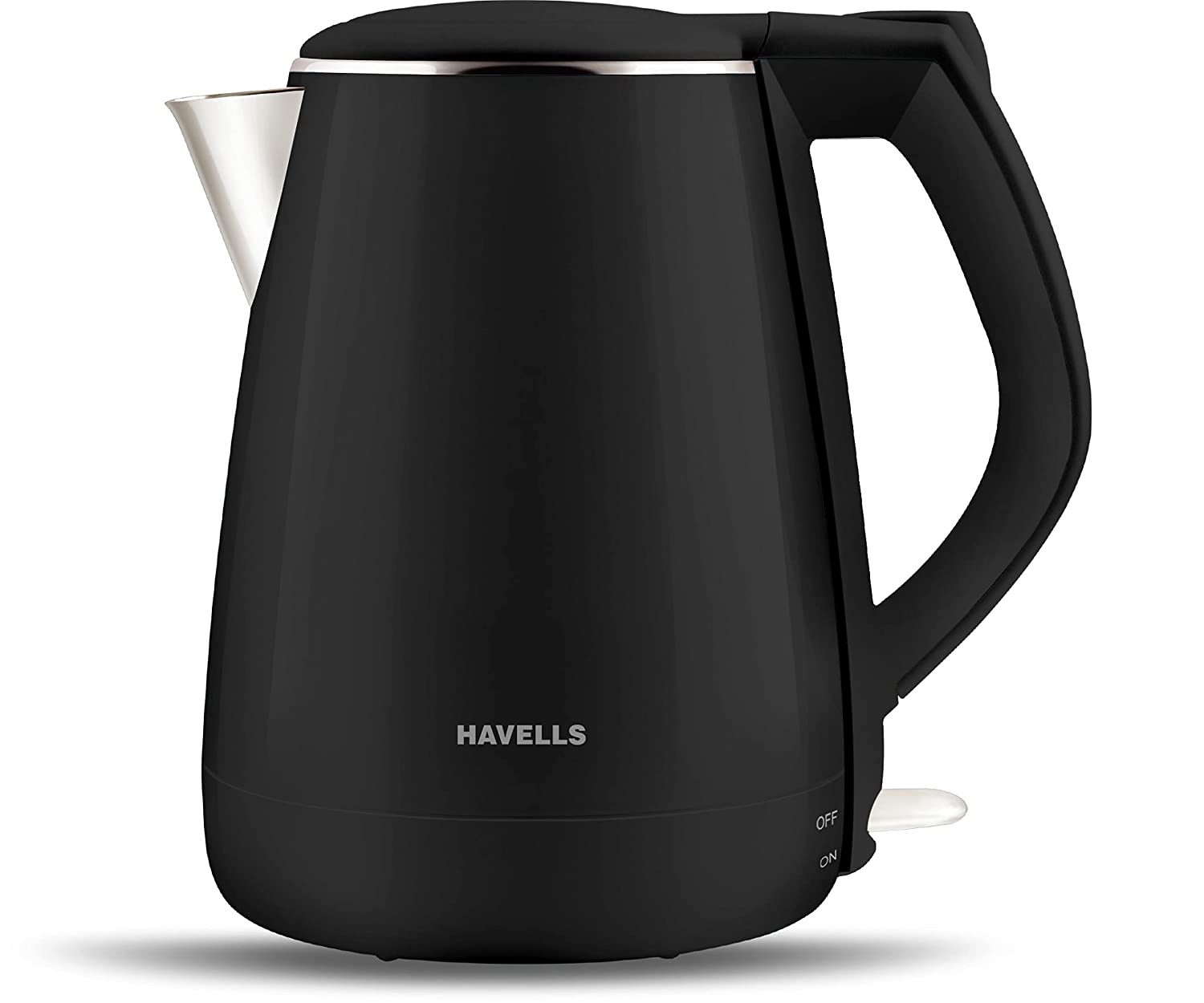 HAVELLS AQUA PLUS 1.2 LITRE DOUBLE WALL KETTLE / 304 STAINLESS STEEL INNER BODY / COOL TOUCH OUTER BODY / WIDER MOUTH/ 2 YEAR WARRANTY (BLACK, 1500 WATT)