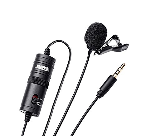 BOYA BYM1 OMNIDIRECTIONAL LAVALIER CONDENSER MICROPHONE WITH 20FT AUDIO CABLE (BLACK)