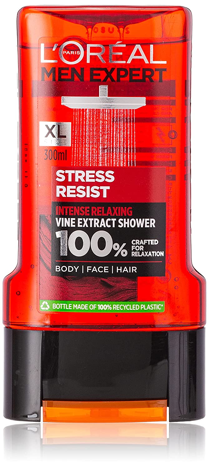 L'OREAL PARIS MEN EXPERT STRESS RESIST VINE EXTRACT SHOWER GEL, 300ML