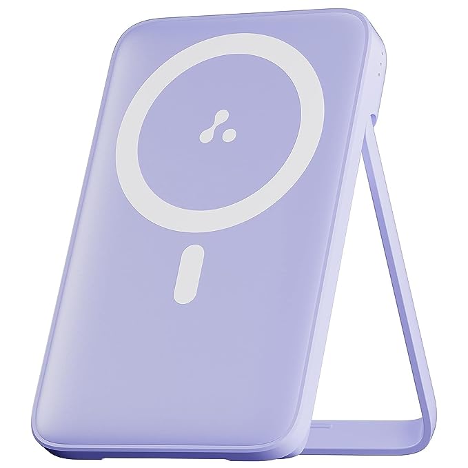 AMBRANE 10000MAH MAGNETIC WIRELESS POWER BANK FOR IPHONE 12 & ABOVE, 22.5W WIRED + 15W WIRELESS CHARGING, MOBILE STAND, TYPE C PD (INPUT & OUTPUT), LI-POLYMER (AEROSYNC PB 10, PURPLE)