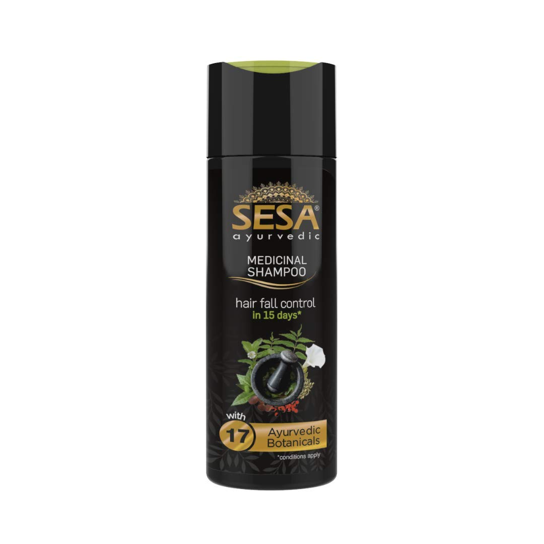 SESA AYURVEDIC MEDICINAL SHAMPOO FOR HAIR FALL CONTROL AND HAIR GROWTH | BHRINGRAJ & 16 RARE HERBS | ALL HAIR TYPES | PARABEN FREE | 200 ML (PACK OF 1)