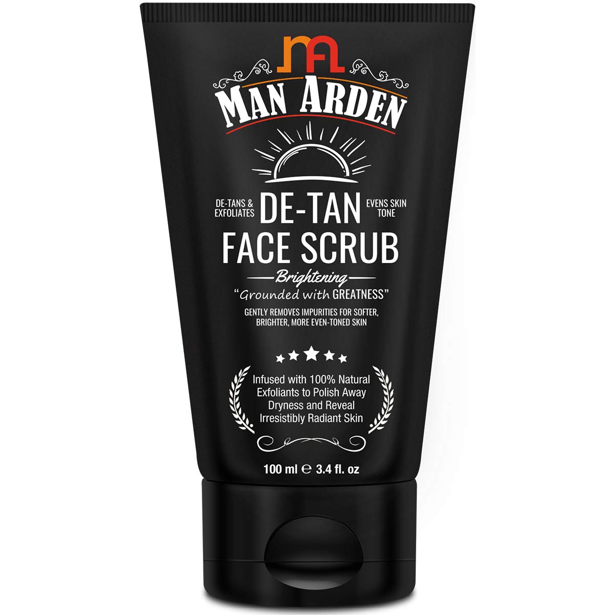 MAN ARDEN DE TAN BRIGHTENING FACE SCRUB 100ML - DE-TANS & EXFOLIATES SKIN - WITH VITAMIN C