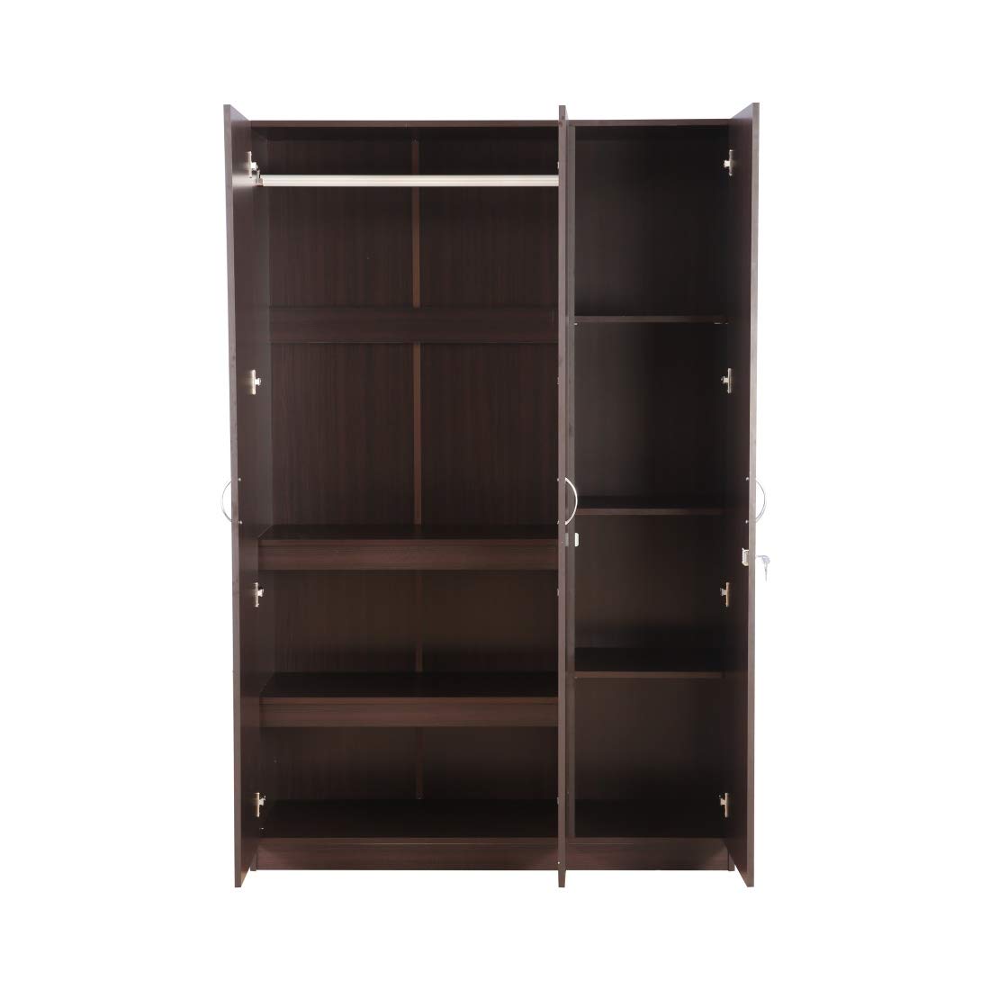 HOMETOWN WILLY ENGINEERED WOOD THREE DOOR WARDROBE IN WALNUT COLOUR