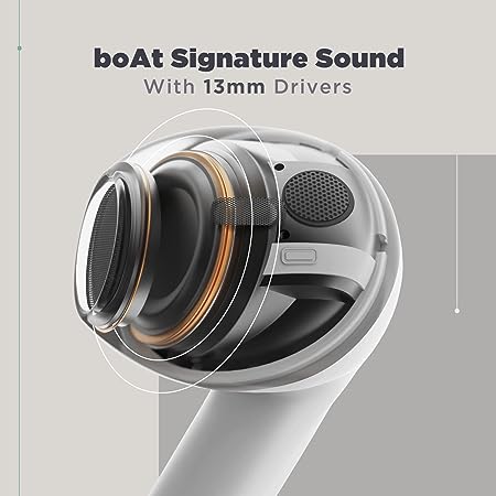 BOAT AIRDOPES ATOM 81 TRUE WIRELESS EARBUDS WITH UPTO 50H PLAYTIME, QUAD MICS ENX™ TECH, 13MM DRIVERS,SUPER LOW LATENCY(50MS), ASAP™ CHARGE, BT V5.3(PEARL WHITE)