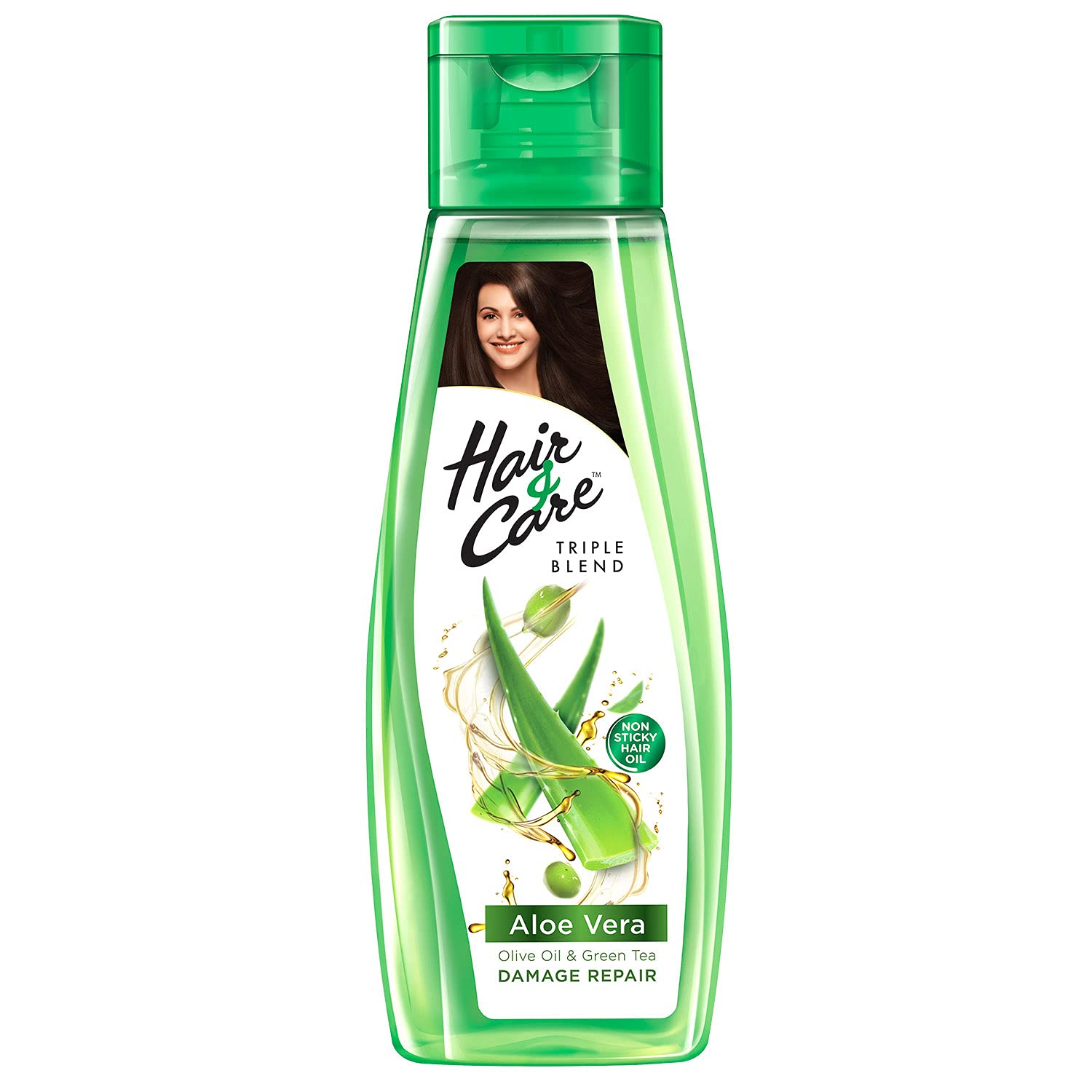 HAIR & CARE TRIPLE BLEND DAMAGE REPAIR NON-STICKY HAIR OIL WITH ALOE VERA, OLIVE OIL & GREEN TEA, FOR DRY, ROUGH, & FRIZZY HAIR, 500 ML